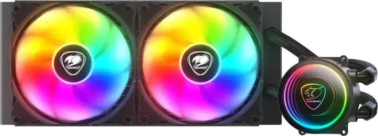 Cooler lichid AIO Cougar Poseidon Elite ARGB 240, CGR-PSDELRGB-B-240, Design Infinity Mirror, 2 ventilatoare PWM de 120mm, Placa de cupru, LGA 1700/1851 AM4/AM5