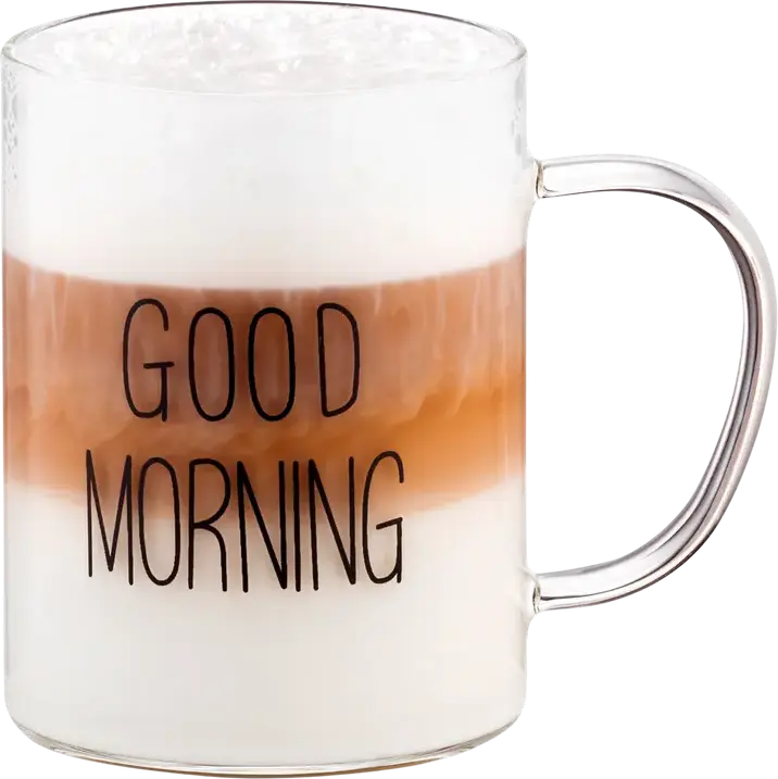 Set Cani din Sticla Borosilicata Ardesto AR2642BMR Good Morning, 420ml, Transparente, Rezistente la Temperatura -20 la +150 °C, 2 Bucati