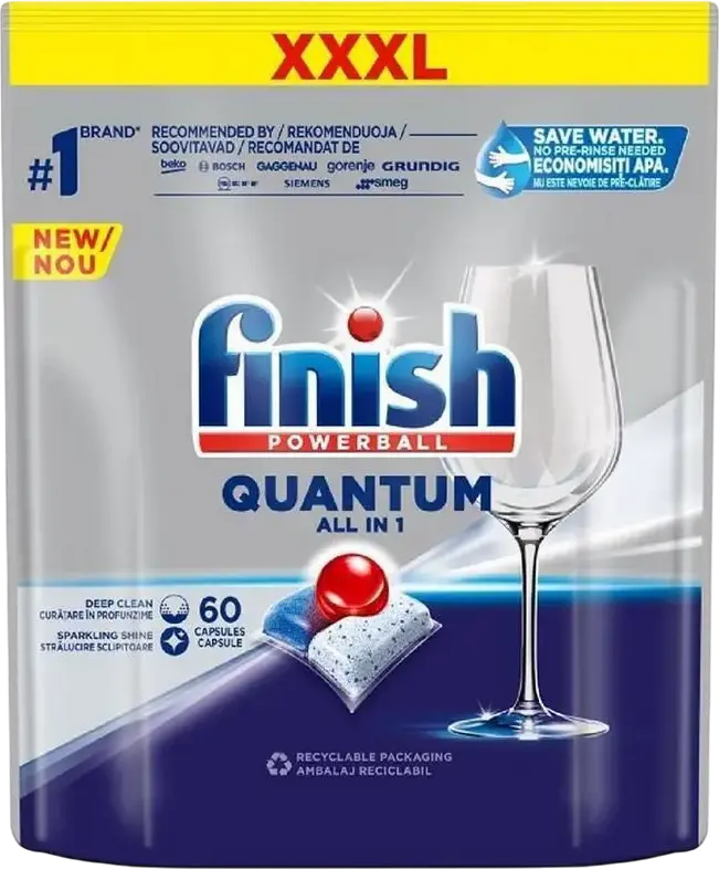 Tablete pentru mașina de spălat vase Finish Quantum Regular All in One, 60 buc