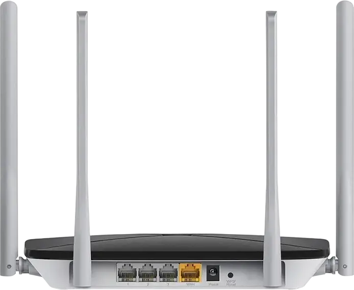 Mercusys AC12 AC1200 Dual Band Wireless Router, 867 Mbps 5GHz + 300 Mbps 2.4GHz, 4x 5dBi External Antennas, 2x2 MIMO, IPv6, IPTV, Parental Controls, Black