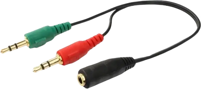 Audio Adaptor Cablexpert CCA-418, 3.5mm 4-pin (F) - 2x3.5mm 3-pin (M), 0,2m, Negru