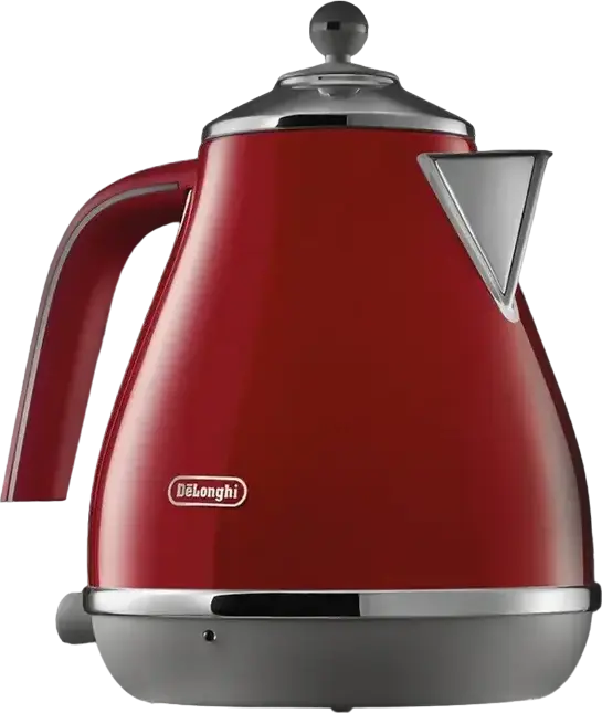 Fierbător electric DeLonghi Icona Capitals KBOC 2001 R, 1.7L, 2000W, Corp Metalic, Tokyo Red, Baza Rotativă 360, Protecție Against Boil-Dry, Filtru Anti-calcar