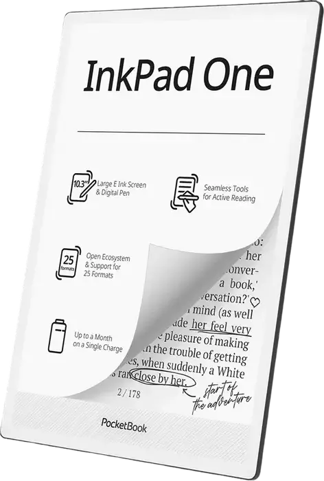 Cititor de e-books PocketBook InkPad One PB1030, Ecran E Ink Carta Mobius 10.3 inch, Memorie 32GB, 2GB RAM, Wi-Fi, Bluetooth, cu Stylus, Negru mat