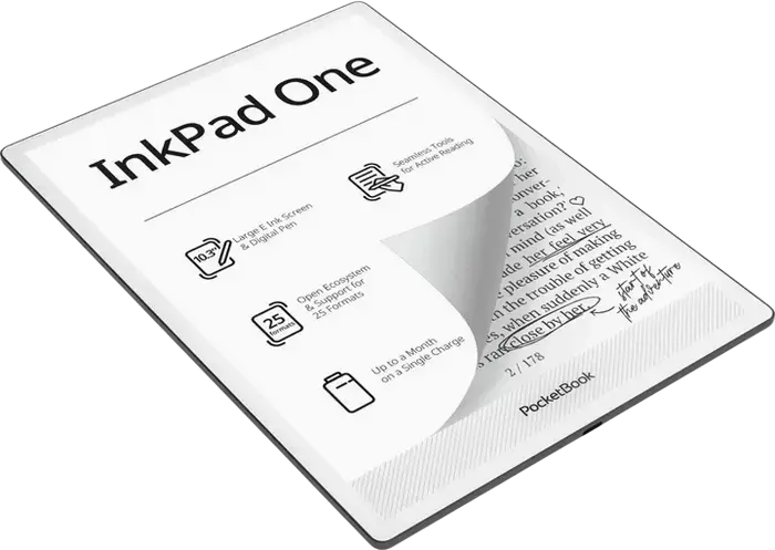 Cititor de e-books PocketBook InkPad One PB1030, Ecran E Ink Carta Mobius 10.3 inch, Memorie 32GB, 2GB RAM, Wi-Fi, Bluetooth, cu Stylus, Negru mat