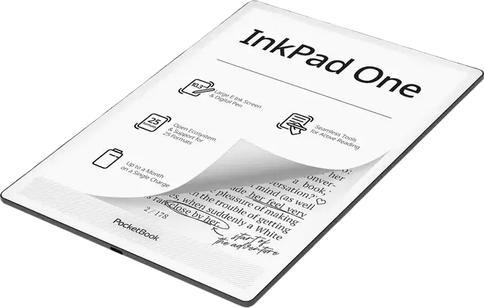 Cititor de e-books PocketBook InkPad One PB1030, Ecran E Ink Carta Mobius 10.3 inch, Memorie 32GB, 2GB RAM, Wi-Fi, Bluetooth, cu Stylus, Negru mat