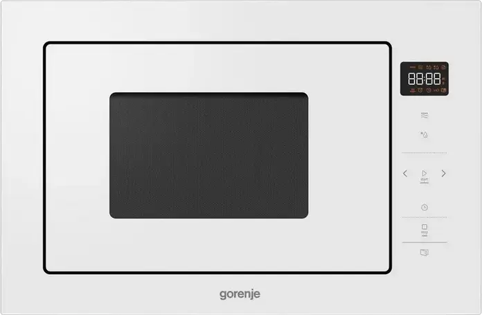 Gorenje BM 251 SG2WG Built-in Microwave Oven with Quartz Grill, 25L, 900W, AquaClean Steam Cleaning, LED Display, Stainless Steel, White