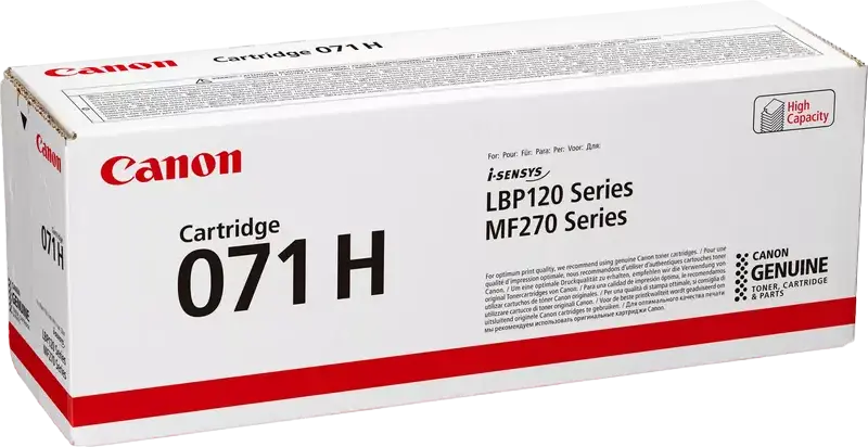 Cartus Toner Laser Canon CRG-071 H Capacitate Mare, Negru, 2500 Pagini, pentru i-SENSYS LBP122dw, MF272dw, MF275dw, MF273dw, MF273, MF272, MF275, LBP122