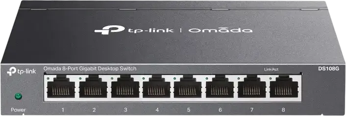 TP-Link Omada DS108G Unmanaged Gigabit Ethernet Switch, 8-Port, 10/100/1000Mbps RJ45 Ports, IGMP Snooping, QoS, Loop Prevention, Metal Casing, Fanless