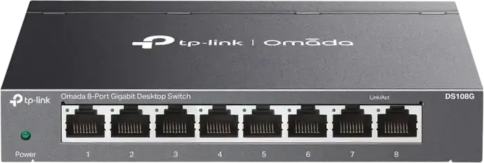 TP-Link Omada DS108G Unmanaged Gigabit Ethernet Switch, 8-Port, 10/100/1000Mbps RJ45 Ports, IGMP Snooping, QoS, Loop Prevention, Metal Casing, Fanless