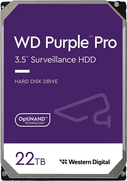 Western Digital WD Purple Pro WD221PURP 22TB 3.5" SATA 6Gb/s 7200RPM Cache 512MB CMR HDD pentru Supraveghere Video AI, AllFrame AI, OptiNAND
