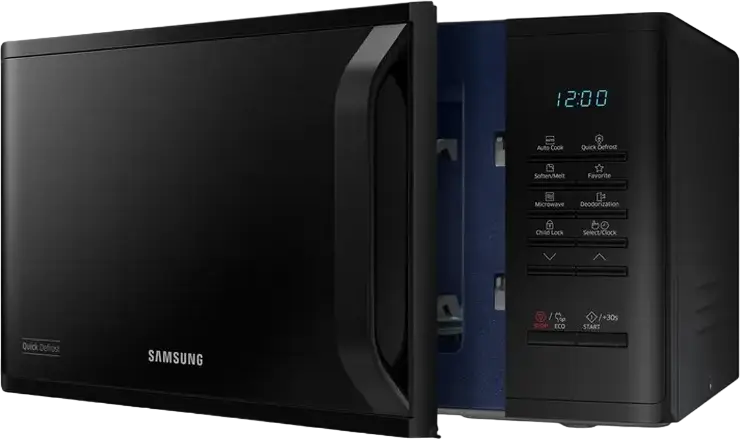 Микроволновая печь соло Samsung MS23K3513AK, объем 23 л, мощность 800 Вт, керамическое покрытие Ceramic Enamel, функции быстрой разморозки и автоприготовления, черный
