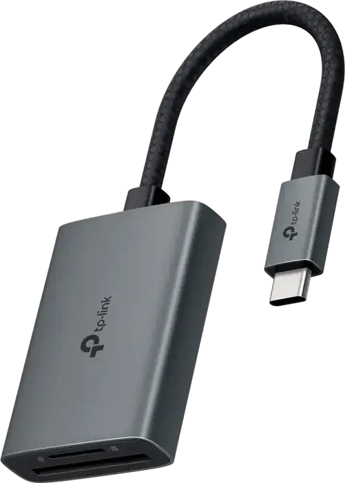 TP-Link UA430C USB 3.0 Type-C to SD & microSD Card Reader, 5Gbps Transfer Speed, 200MB/s UHS-I, Dual Slot, Aluminum Alloy, Grey