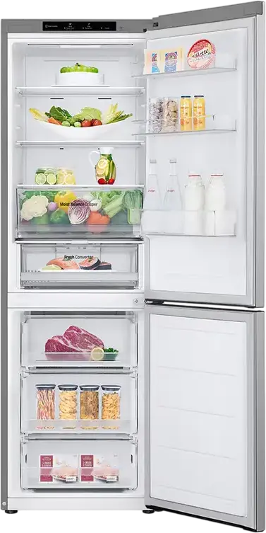 LG GBV3100CSW Freestanding Combi Refrigerator, No Frost, Smart Inverter Compressor, 344L Capacity, DoorCooling+, Silver, 186x59.5x67.5 cm