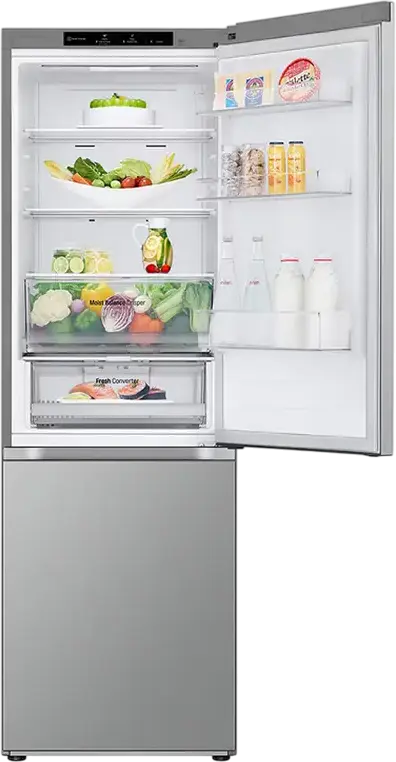 LG GBV3100CSW Freestanding Combi Refrigerator, No Frost, Smart Inverter Compressor, 344L Capacity, DoorCooling+, Silver, 186x59.5x67.5 cm