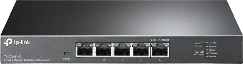 TP-Link TL-SG105-M2 Unmanaged Network Switch, 5-Port 2.5 Gbps Multi-Gigabit, 25 Gbps Switching Capacity, Metal Casing, Fanless, Desktop/Wall-mount