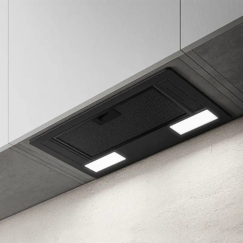 Elica ERA C BL/A/52 Built-in Integrated Range Hood, Black Metal, 700 m3/h Max Airflow, 2 LED Lamps, Mechanical Control, 53.3 x 17.7 x 30 cm