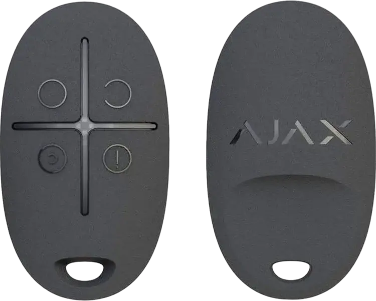 Ajax SpaceControl Wireless Key Fob Panic Button, 4 Buttons, Jeweller Technology, 1300m Range, Block Encryption, Black