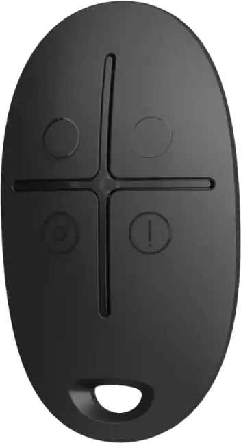 Ajax SpaceControl Wireless Key Fob Panic Button, 4 Buttons, Jeweller Technology, 1300m Range, Block Encryption, Black