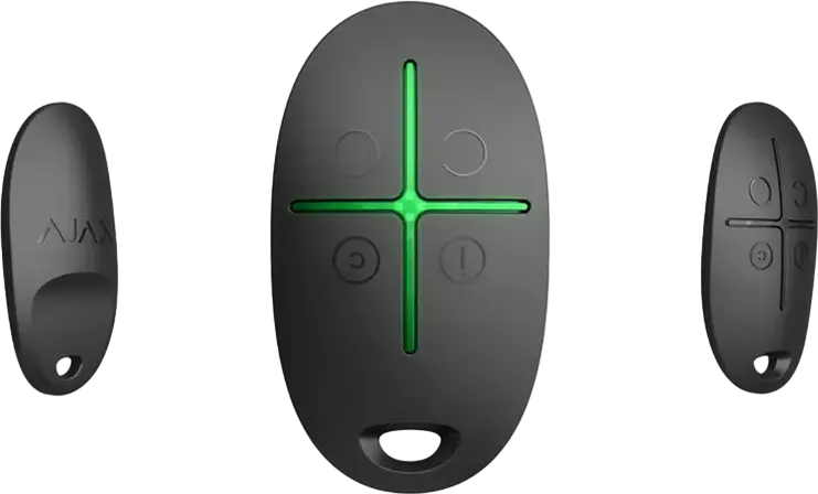 Ajax SpaceControl Wireless Key Fob Panic Button, 4 Buttons, Jeweller Technology, 1300m Range, Block Encryption, Black