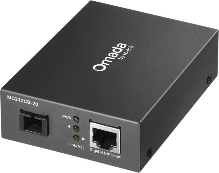 Convertor Media Gigabit WDM TP-Link Omada MC212CS, 1 Port RJ45 10/100/1000 Mbps, 1 Port Fibra SC/UPC Gigabit, Transmisie Fibra Unica, 2 km