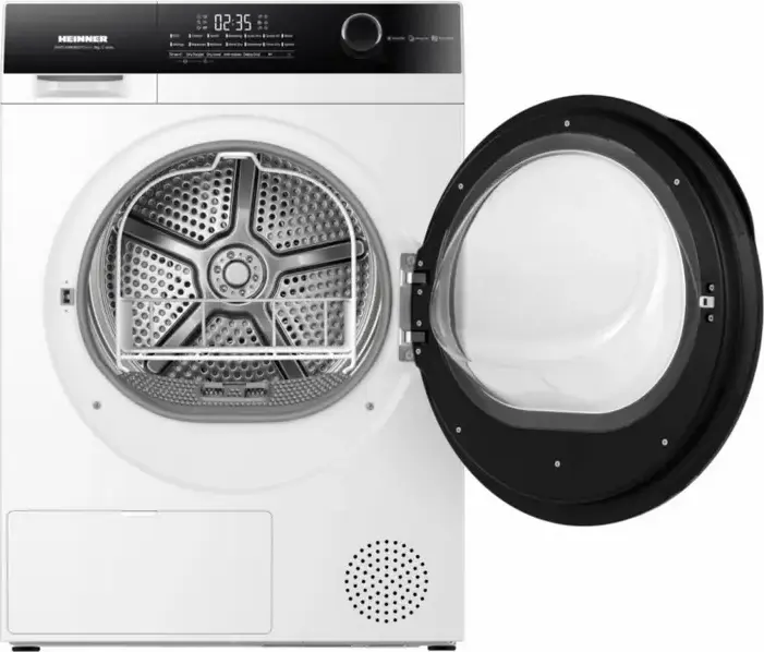 Heinner HHPD-HMK90IVFC+++ Heat Pump Clothes Dryer, 9kg Capacity, Inverter Motor, Energy Class C, 14 Programs, LED Display, White/Black, 59.5x84.5x68.5 cm