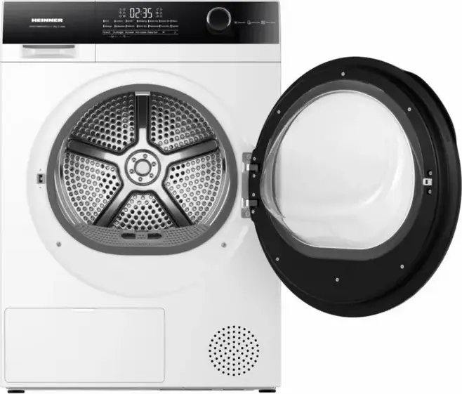 Heinner HHPD-HMK90IVFC+++ Heat Pump Clothes Dryer, 9kg Capacity, Inverter Motor, Energy Class C, 14 Programs, LED Display, White/Black, 59.5x84.5x68.5 cm