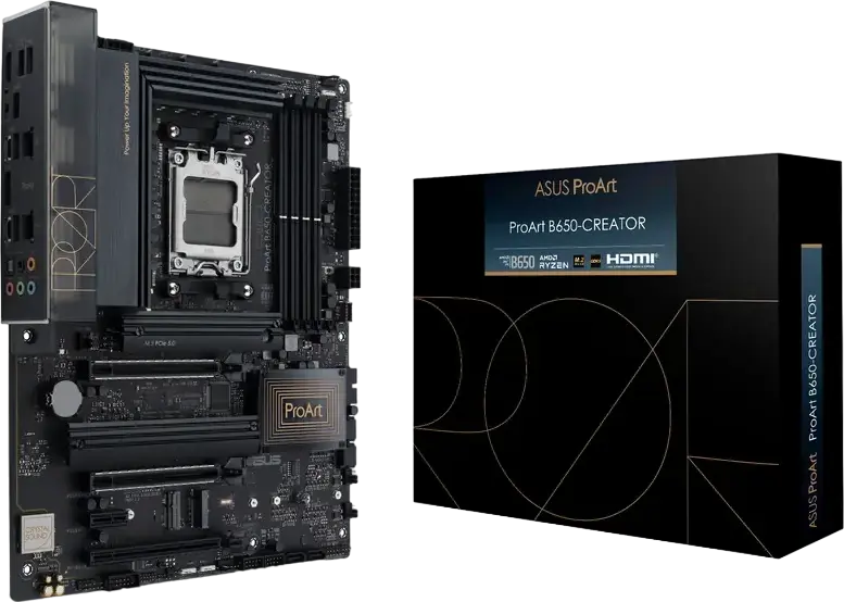 Материнская плата ASUS ProArt B650-CREATOR ATX AM5 AMD B650, DDR5 7600+ МГц, M.2 PCIe 5.0, Dual Ethernet 2.5Gb/1Gb, HDMI 2.1 и DP 1.4 USB-C, для Ryzen 9000/8000/7000