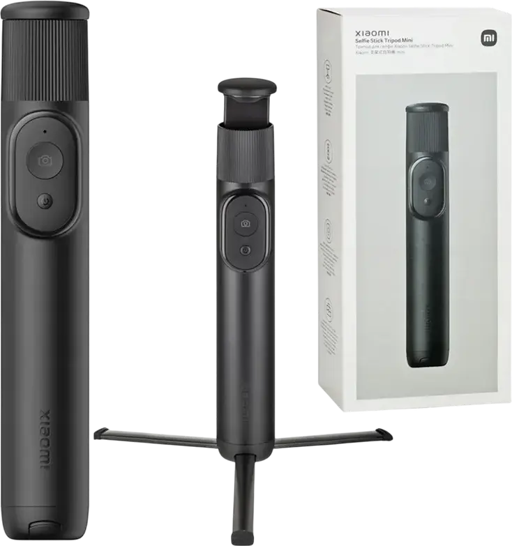 Xiaomi Mi Selfie Stick Tripod with Bluetooth Remote Control, Foldable Aluminum Design, 52 cm Length, Black