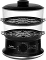 Пароварка Tefal Convenient VC1401, 900 Вт, Общий объем 6 л, 2 уровня приготовления, Резервуар для воды 1.5 л, Таймер 60 мин, Стекло и Пластик, Черный