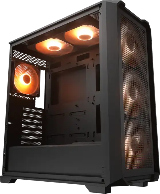 Carcasa Mid Tower Cougar MX600 Air PRO, Neagra, Panou frontal Air Mesh, Sticla Temperata, 6 Ventilatoare ARGB PWM, Suport E-ATX, Radiator 360mm, USB-C 3.2 Gen 2