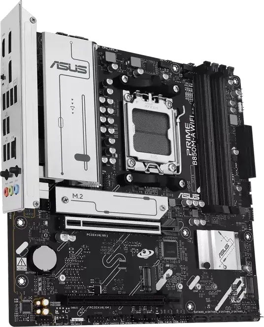 Материнская плата ASUS PRIME B850M-A WIFI Socket AM5 Чипсет AMD B850 Micro-ATX mATX DDR5 8000+ MT/s PCIe 5.0 x16 Wi-Fi 6E Bluetooth 5.3 3x M.2 PCIe 5.0 SSD