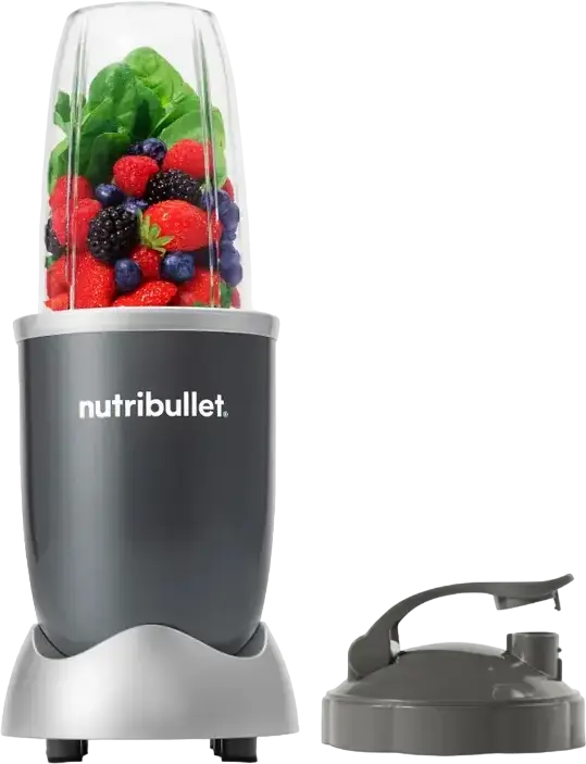 Blender Personal NutriBullet NB614DG 600W, Cupa 0.7L fara BPA, Lame din Otel Inoxidabil, Mod Pulse, Argintiu/Gri Intunecat