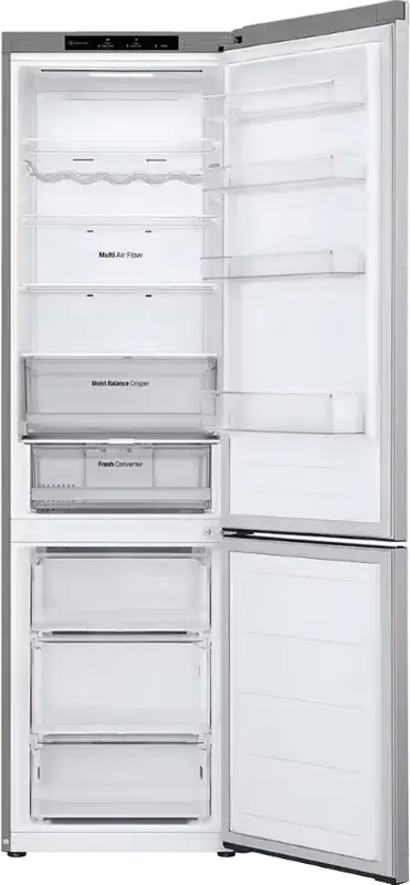 Frigider Combinat LG GBV3200DSW, Congelator Jos, Total No Frost, Compresor Smart Inverter, Volum Net 387L, DoorCooling+, LinearCooling, Argintiu