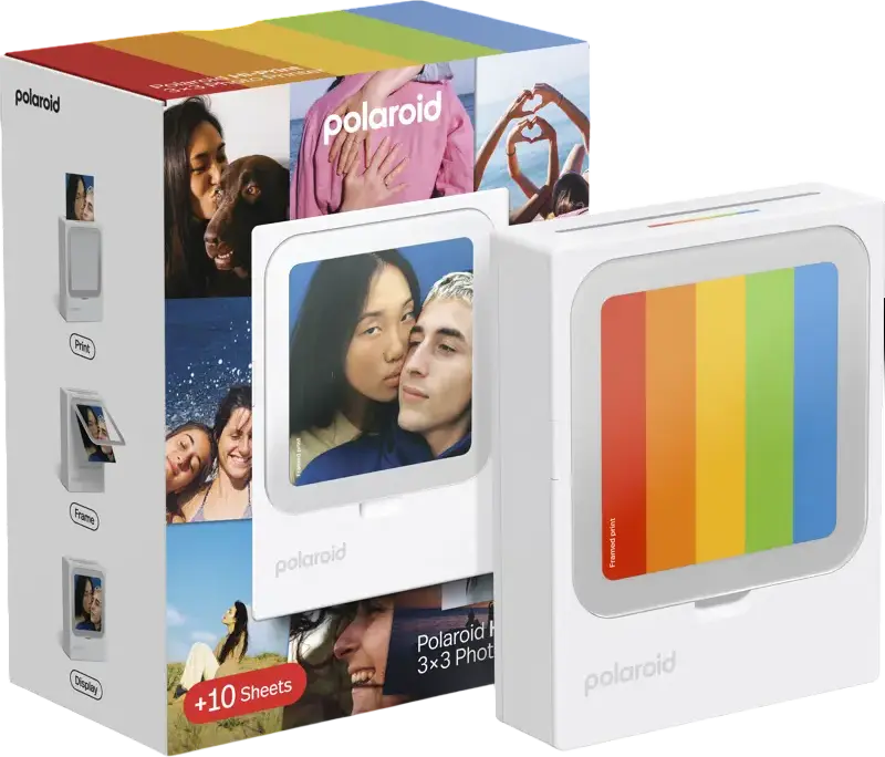 Polaroid Hi-Print 3x3 Pocket Photo Printer, Bluetooth Connectivity, 3x3 inch Prints, USB-C Charging, Integrated Battery, White