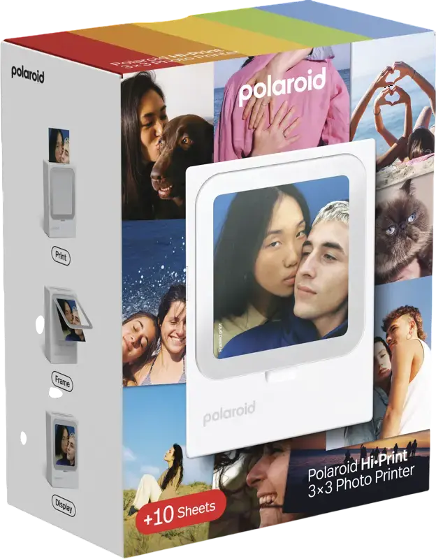 Polaroid Hi-Print 3x3 Pocket Photo Printer, Bluetooth Connectivity, 3x3 inch Prints, USB-C Charging, Integrated Battery, White