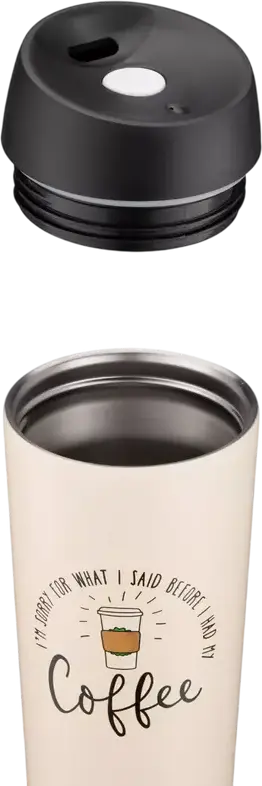 Cana Termica de Calatorie Ardesto AR2645C Coffee Time, 450ml, Inox, Bej, Deschidere cu Valva si Buton, Mentenere Temperatura 8h Cald / 16h Reci, BPA Free