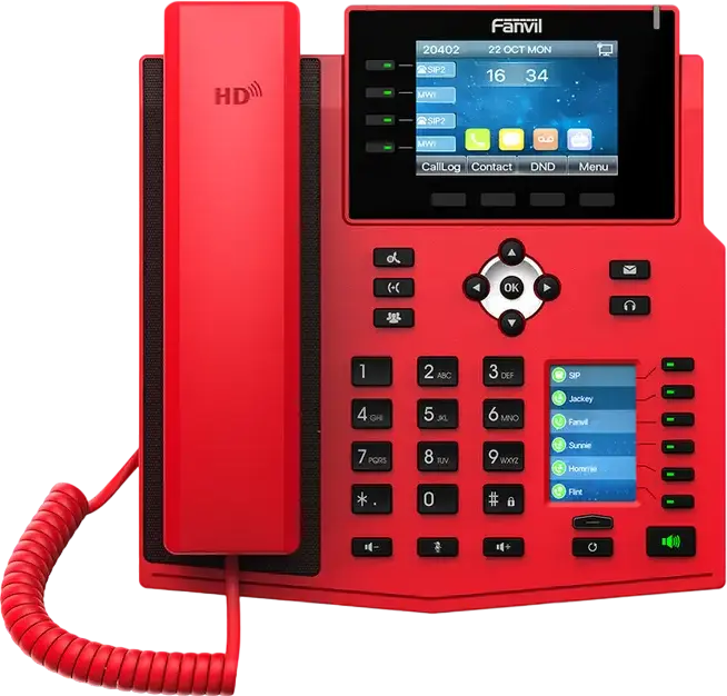 Telefon IP Fanvil X5U-R Rosu, 16 Linii SIP, Ecrane LCD Color 3.5" si 2.4", 30 Taste DSS, Gigabit Ethernet, PoE, Bluetooth 4.2, Audio HD, Utilizare Urgenta