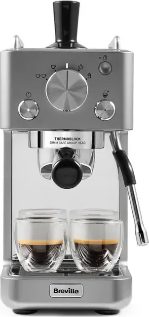 Breville Barista Slimline VCF185X Manual Espresso Machine, 15 Bar Pump, 1415W, 1.1L Tank, Stainless Steel, Manual Steam Wand, Auto Shot Control