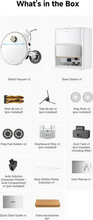 Robot Aspirator si Mop Mova V70 Ultra Complete, Suctie 40000 Pa, Statiune Auto-Curatare, Navigatie LiDAR AI SmartSight, Baterie 6400 mAh, HEPA, Alb
