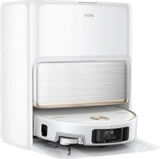 Robot Aspirator si Mop Mova V70 Ultra Complete, Suctie 40000 Pa, Statiune Auto-Curatare, Navigatie LiDAR AI SmartSight, Baterie 6400 mAh, HEPA, Alb