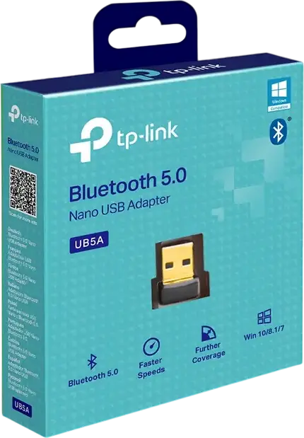TP-Link UB5A Bluetooth 5.0 Nano USB Adapter, USB 2.0 Interface, Supports Up to 7 Devices, Compatible with Windows 11/10/8.1/7, Compact Black Design