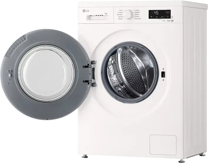 LG F2X10S7NWH Front-Load Washing Machine, 7kg Capacity, Inverter Direct Drive, 1200 rpm, Energy Class A, Steam Cleaning, ThinQ, White