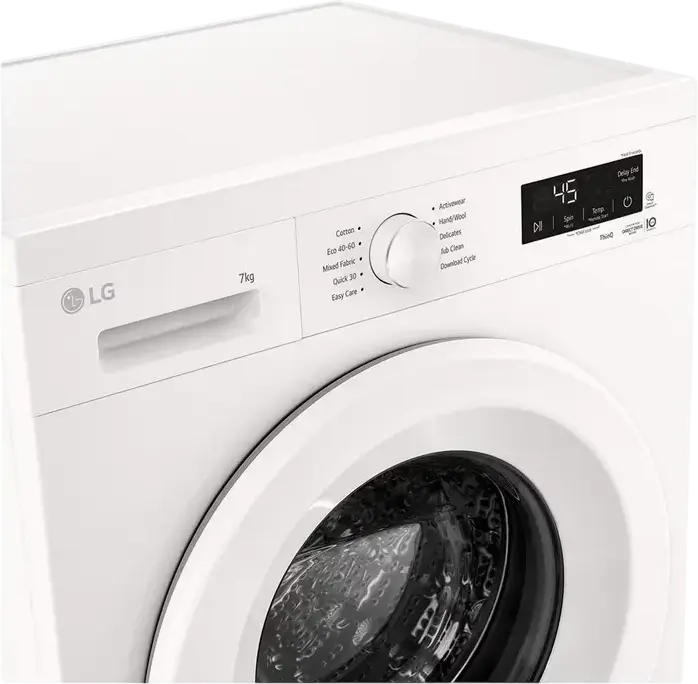 LG F2X10S7NWH Front-Load Washing Machine, 7kg Capacity, Inverter Direct Drive, 1200 rpm, Energy Class A, Steam Cleaning, ThinQ, White