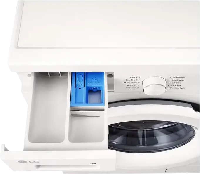 LG F2X10S7NWH Front-Load Washing Machine, 7kg Capacity, Inverter Direct Drive, 1200 rpm, Energy Class A, Steam Cleaning, ThinQ, White