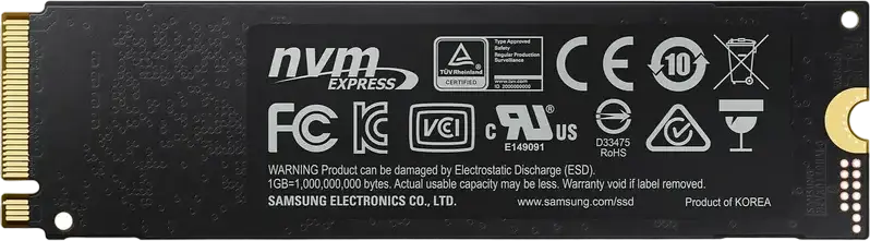 SSD Intern Samsung 970 PRO NVMe PCIe Gen 3.0 x4 M.2 2280 1TB MZ-V7P1T0 MLC V-NAND Viteza Citire pana la 3500MB/s Scriere 2700MB/s Criptare AES 256-bit
