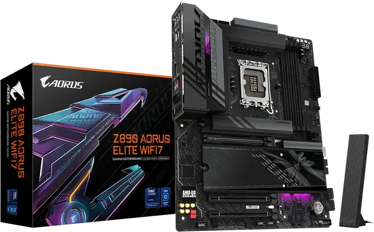Placa de baza Gigabyte Z890 AORUS ELITE WIFI7 LGA1851 Intel Z890 ATX pentru Core Ultra, DDR5 9200MHz OC, M.2 PCIe Gen5, Wi-Fi 7, Bluetooth 5.4, Thunderbolt 4