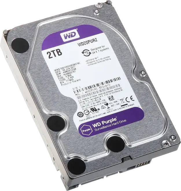 Western Digital WD Purple WD23PURZ 2TB 3.5" HDD Intern SATA 6Gb/s CMR 5400 RPM Cache 256MB pentru Supraveghere 24/7 NVR DVR Tehnologie AllFrame