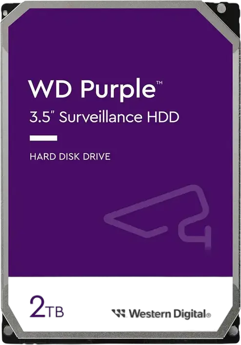 Western Digital WD Purple WD23PURZ 2TB 3.5" HDD Intern SATA 6Gb/s CMR 5400 RPM Cache 256MB pentru Supraveghere 24/7 NVR DVR Tehnologie AllFrame