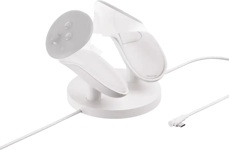 Meta Quest Compact Charging Dock for Quest 3 and Quest 3S, Simultaneous Headset and Touch Plus Controller Charging, LED Indicators, Moonstone White