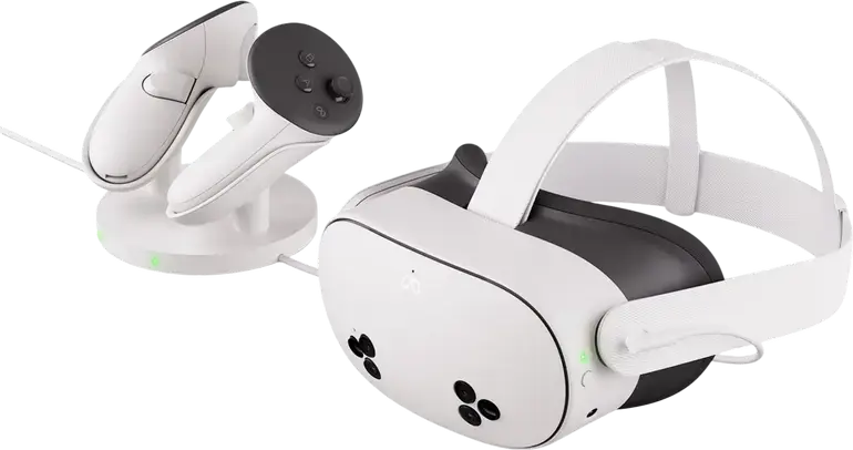 Meta Quest Compact Charging Dock for Quest 3 and Quest 3S, Simultaneous Headset and Touch Plus Controller Charging, LED Indicators, Moonstone White